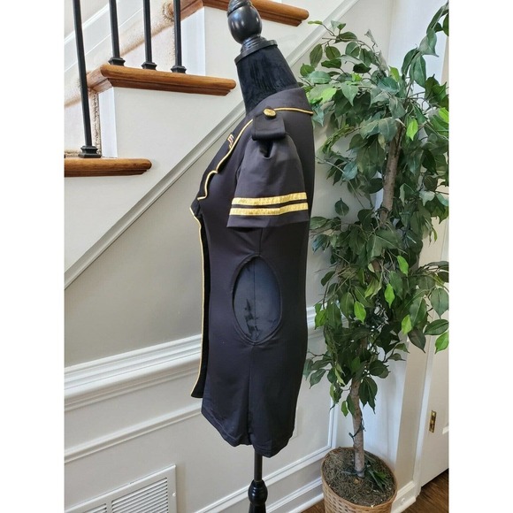 Delicious Women Solid Black Polyester Collared Short Sleeve Knee Length Dress S - Picture 9 of 12